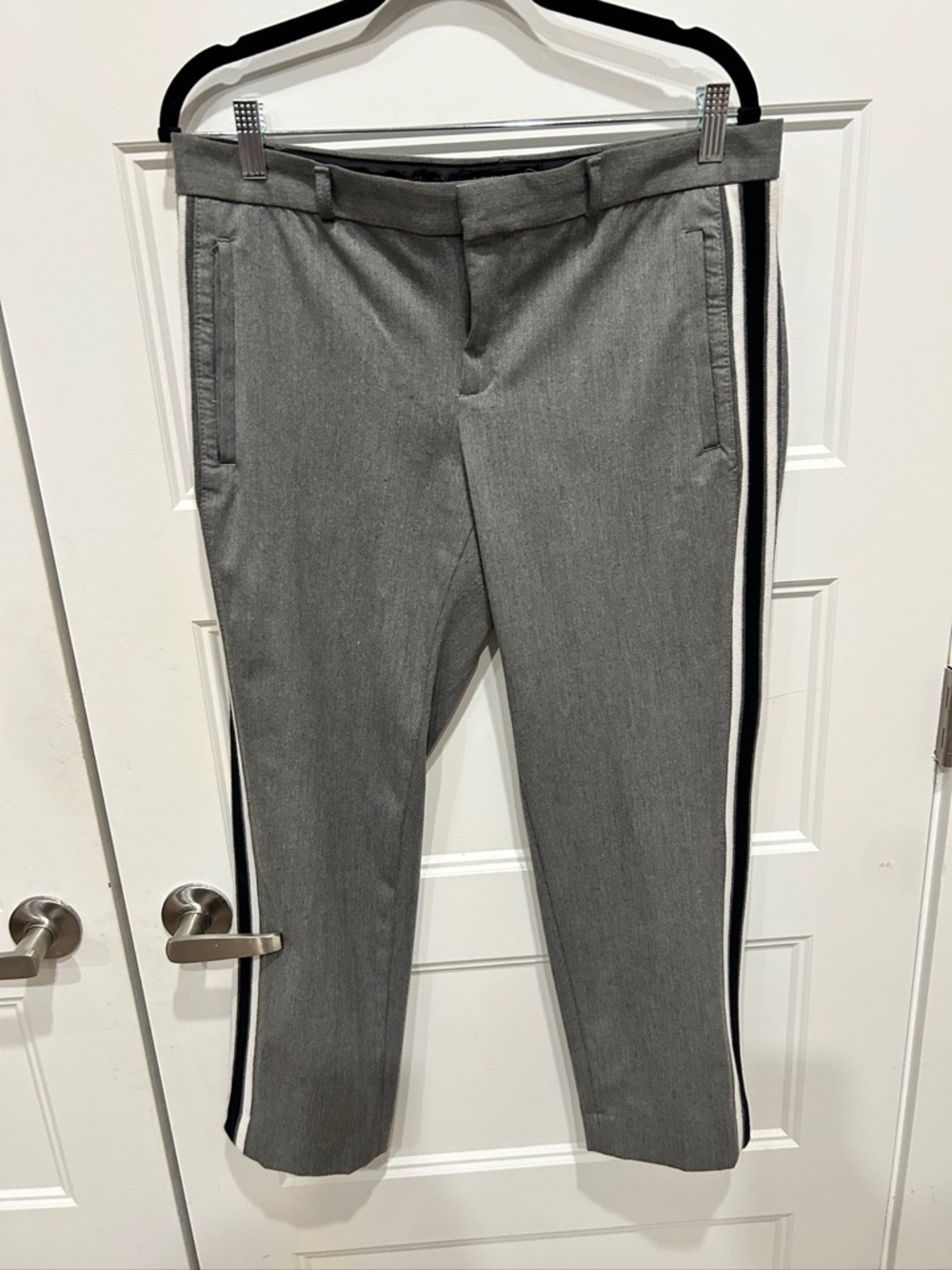 Banana Republic Gray Dress Pants with Black & White Side Stripe